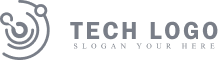 Tech logo featuring a modern design with circular elements and the text "TECH LOGO" alongside the slogan "SLOGAN YOUR HERE," representing innovative branding for health and wellness services.